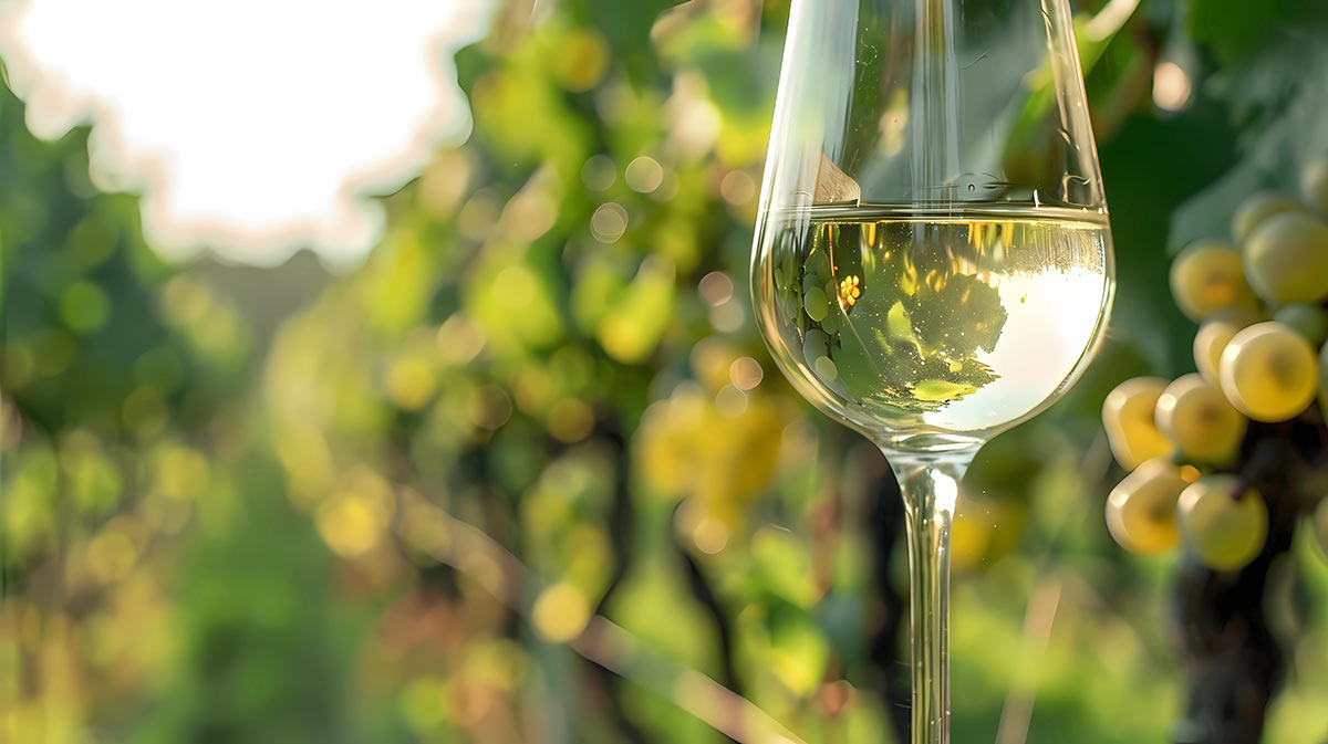 Vino blanco en paisaje · Ardoatek